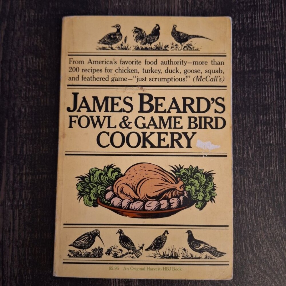 James Beards Fowl Game Bird Cookery Paperback 1970s Cook Book Chick Turkey‎ Duck